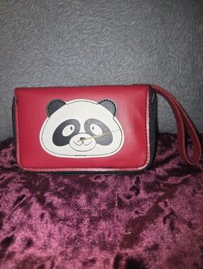 Red Panda Face Wristlet Wallet - Preloved Condition